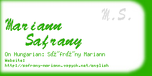 mariann safrany business card